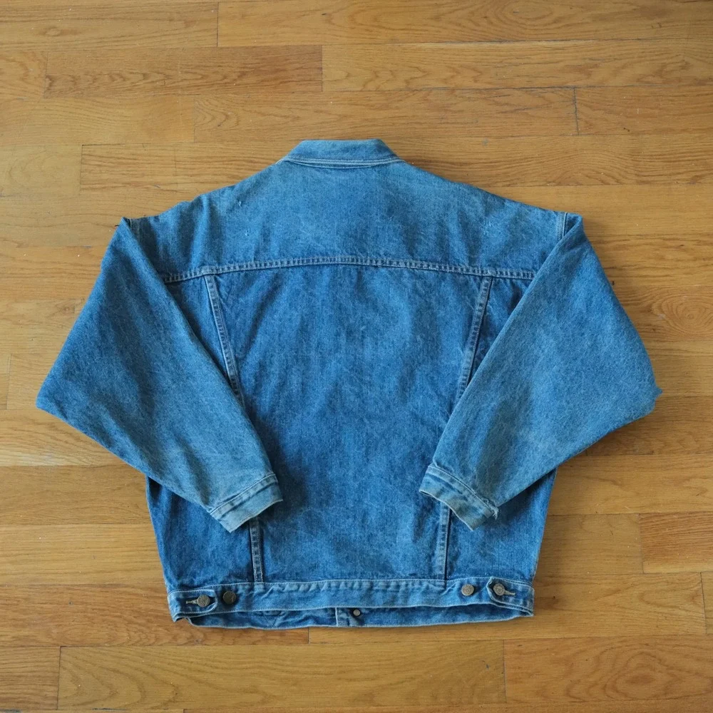 Guess Denim Jacket Mens Blue Distressed 90s Streetwear Size M Trucker Jacket